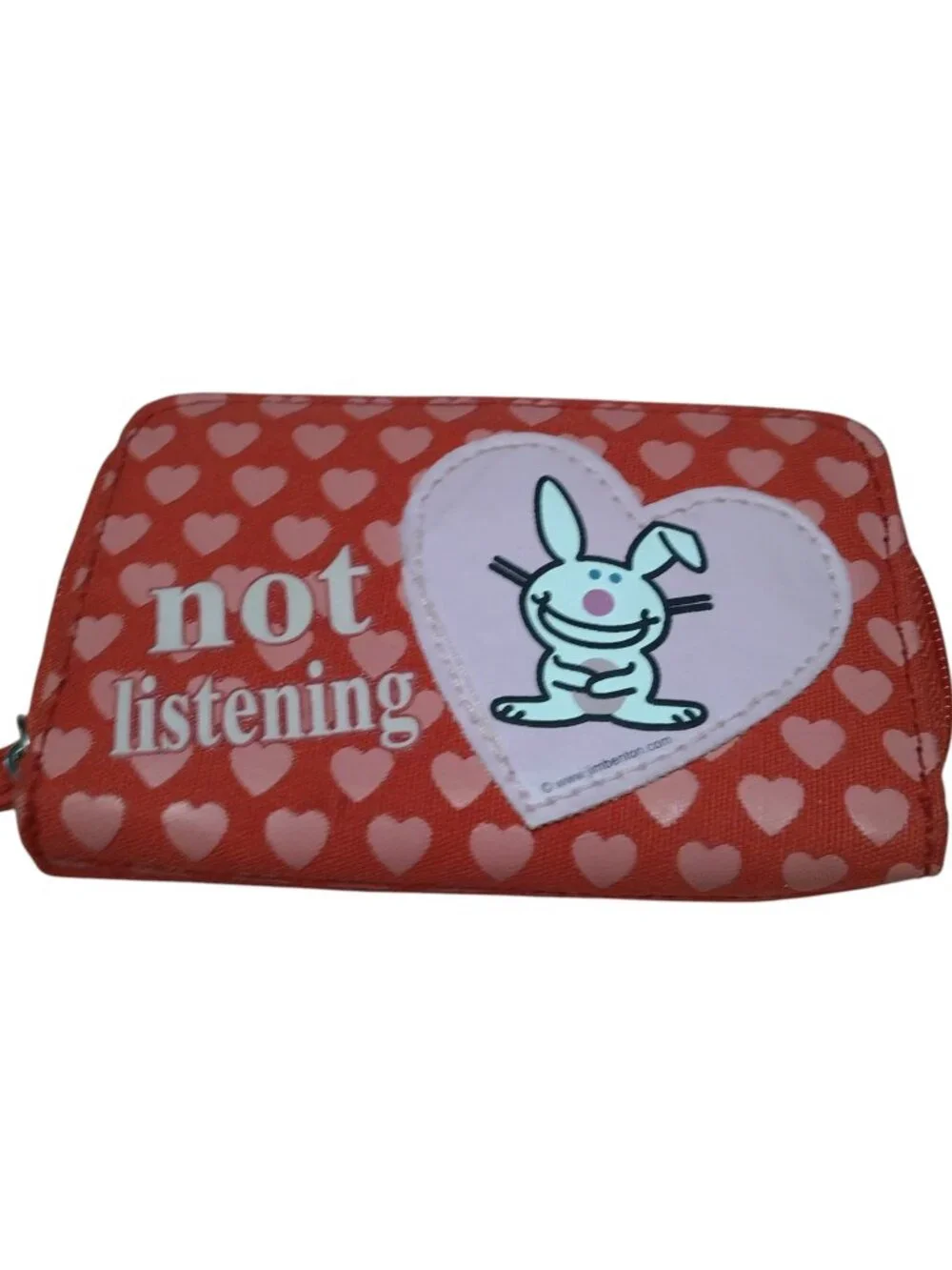 Happy Bunny Jim Benton Wallet Folding Not Listening Vintage Heart Red Y2K